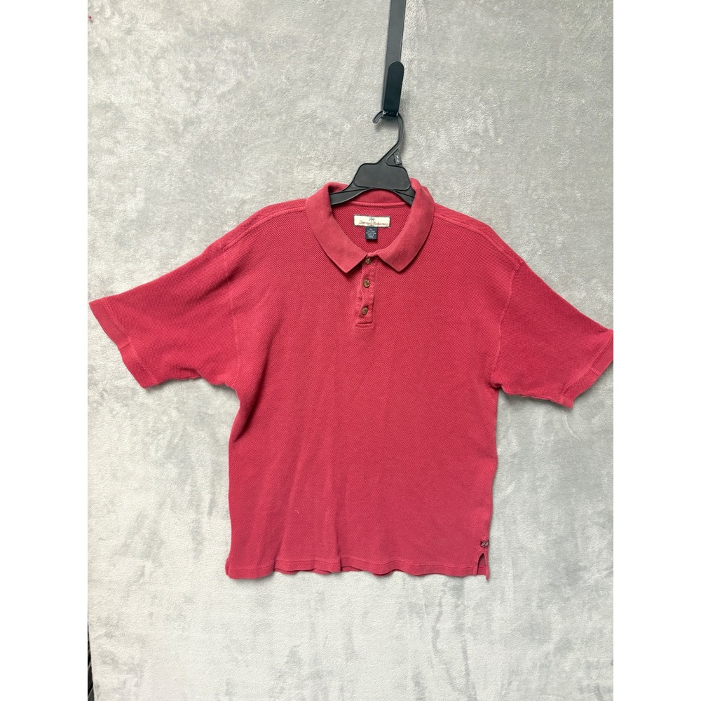 Tommy Bahama Mens XL Red Silk Cotton Polo Short Sleeve Shirt Size